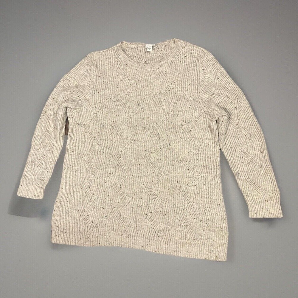 J. Jill Woman's Cream Cotton Blend Ribbed Cabel Knit Pullover Sweater‎ S… - Picture 2 of 7